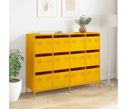Puhvetkapp Sinepikollane 135X39X103,5 Cm Külmvaltsitud Teras Puhvetkapp Sinepikollane 135X39X103,5 Cm Külmvaltsitud Teras