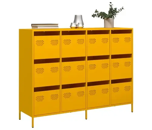 Puhvetkapp Sinepikollane 135X39X103,5 Cm Külmvaltsitud Teras Puhvetkapp Sinepikollane 135X39X103,5 Cm Külmvaltsitud Teras