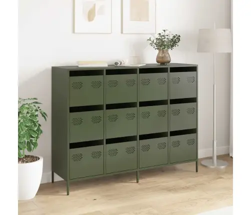 Puhvetkapp, Oliiviroheline, 135X39X103,5cm Külmvaltsitud Teras