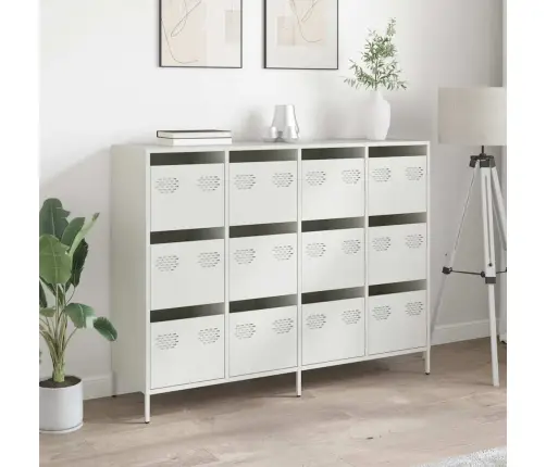 Kumode, Balta, 135X39X103,5 Cm, Auksti Velmēts Tērauds Vidaxl