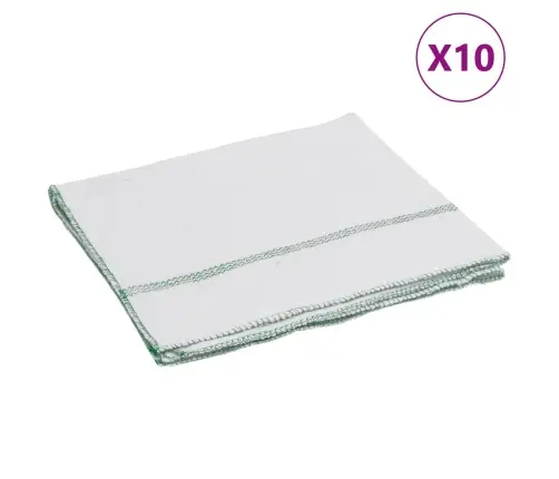 Valymo Šluostės 10Vnt., Baltos Su Žaliomis Juostelėmis, 50X60Cm