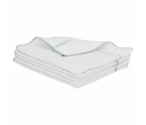 Valymo Šluostės 10Vnt., Baltos Su Žaliomis Juostelėmis, 50X60Cm