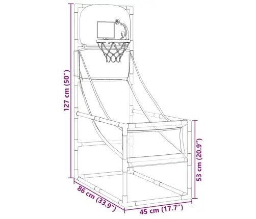 Arcade Basketbola Spēļu Komplekts Ar Bumbu Un Pumpi 45X86X127Cm Vidaxl