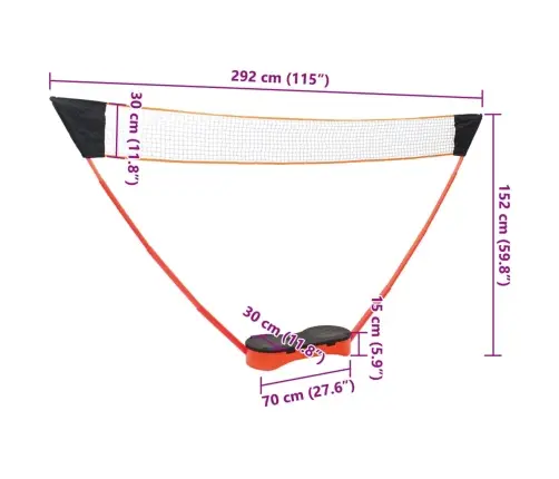 Badmintona Komplekts Ar 2 Raketēm, 292X30X152 Cm Vidaxl