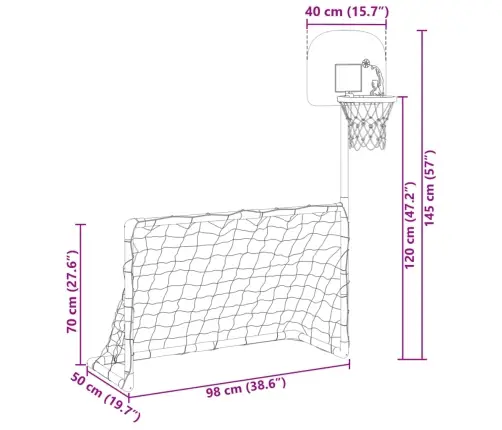 Bērnu Futbola Un Basketbola Komplekts Ar Bumbām 98X50X70 Cm Vidaxl