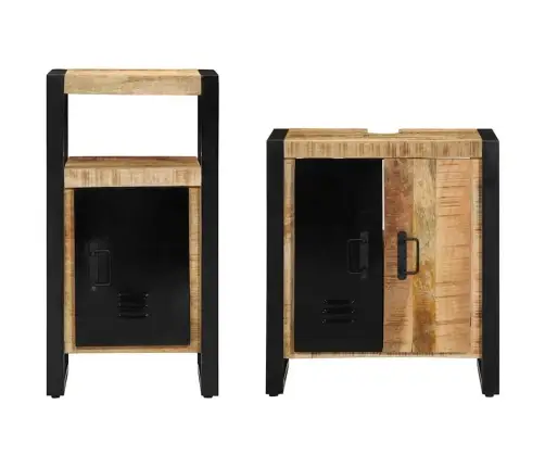 Vannitoa Mööbleset 2 Pcs Pruun 55 X 35 X 60 Cm Karm Mango Puit