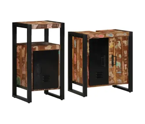 Vannas Istabas Mēbeļu Komplekts 2 Pcs Pārstrādāts Masīvkoks Vidaxl