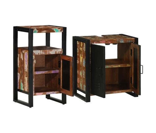 Vonios Baldų Rinkinys 2 Pcs Ruda Perdirbtos Medienos Masyvas