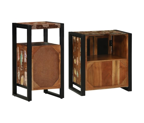 Vonios Baldų Rinkinys 2 Pcs Ruda Perdirbtos Medienos Masyvas