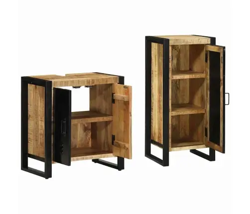 Vannas Istabas Mēbeļu Komplekts 2 Pcs Brūna Cieta Mango Koksne Vidaxl