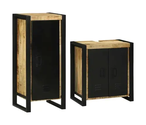 Vannitoa Mööbleset 2 Pcs Pruun 55 X 35 X 60 Cm Tugev Mango Puu Vannitoa Mööbleset 2 Pcs Pruun 55 X 35 X 60 Cm Tugev Mango Puu