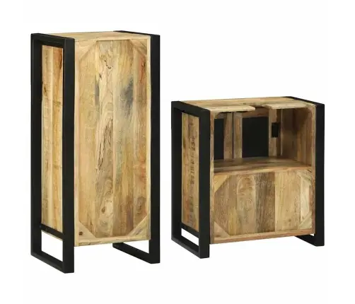 Vannitoa Mööbleset 2 Pcs Pruun 55 X 35 X 60 Cm Tugev Mango Puu Vannitoa Mööbleset 2 Pcs Pruun 55 X 35 X 60 Cm Tugev Mango Puu