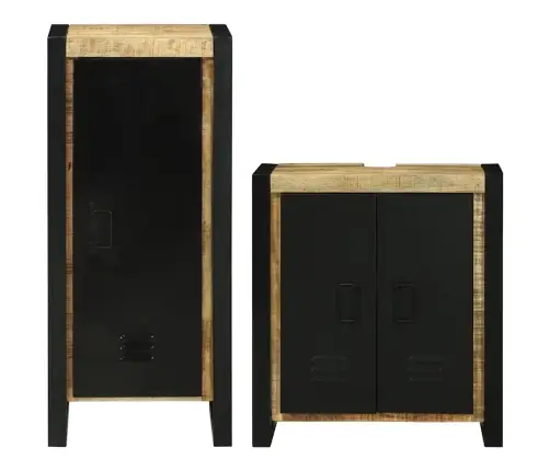 Vannitoa Mööbleset 2 Pcs Pruun 55 X 35 X 60 Cm Tugev Mango Puu Vannitoa Mööbleset 2 Pcs Pruun 55 X 35 X 60 Cm Tugev Mango Puu