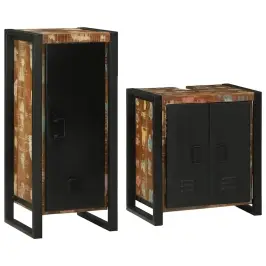 Vannas Istabas Mēbeļu Komplekts 2 Pcs Ciets Atjaunots Koks Vidaxl