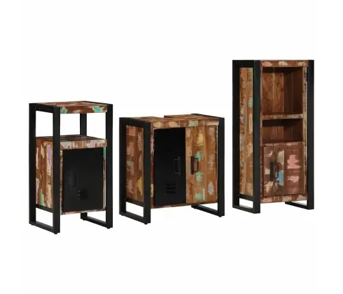 Vannas Istabas Mēbeļu Komplekts 3 Pcs Ciets Atjaunots Koks Vidaxl