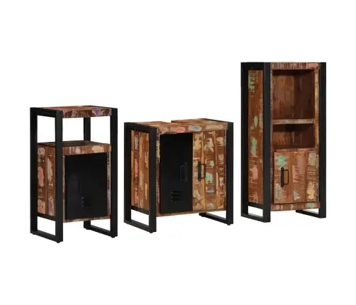 Vannas Istabas Mēbeļu Komplekts 3 Pcs Ciets Atjaunots Koks Vidaxl