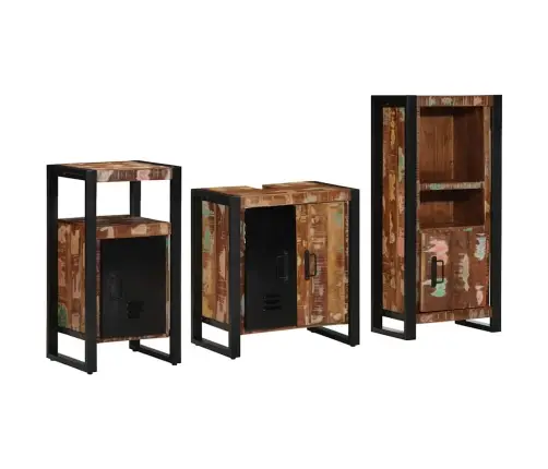 Vannas Istabas Mēbeļu Komplekts 3 Pcs Ciets Atjaunots Koks Vidaxl