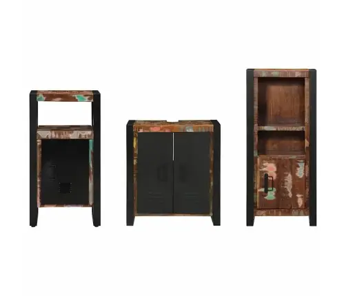 Vannitoa Mööbleset 3 Pcs Mitmevärviline Tugev Taastatud Puit Vannitoa Mööbleset 3 Pcs Mitmevärviline Tugev Taastatud Puit