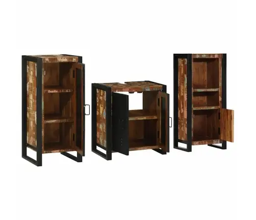 Vannas Istabas Mēbeļu Komplekts 3 Pcs Ciets Atjaunots Koks Vidaxl