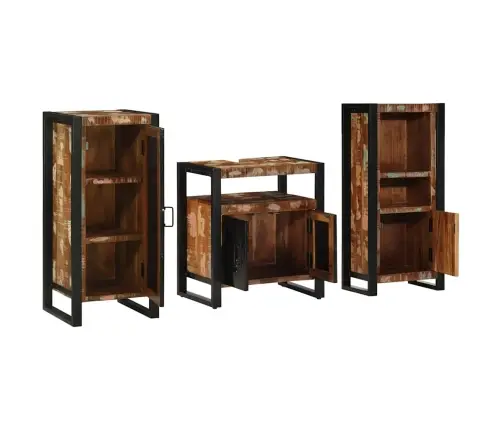 Vannas Istabas Mēbeļu Komplekts 3 Pcs Ciets Atjaunots Koks Vidaxl