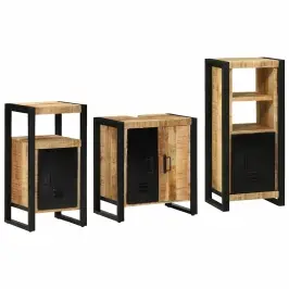 Vannas Istabas Mēbeļu Komplekts 3 Pcs Brūna Cieta Mango Koksne Vidaxl