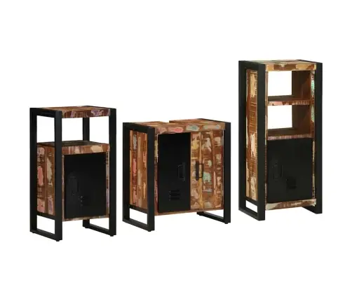 Vannas Istabas Mēbeļu Komplekts 3 Pcs Ciets Atjaunots Koks Vidaxl