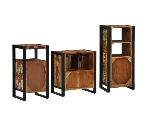 Vannas Istabas Mēbeļu Komplekts 3 Pcs Ciets Atjaunots Koks Vidaxl