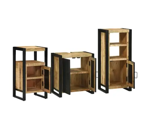 Vannas Istabas Mēbeļu Komplekts 3 Pcs Brūna Cieta Mango Koksne Vidaxl Vannas Istabas Mēbeļu Komplekts 3 Pcs Brūna Cieta Mango Koksne Vidaxl