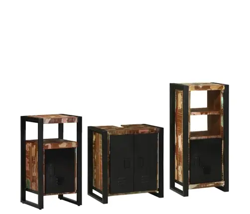 Vannas Istabas Mēbeļu Komplekts 3 Pcs Ciets Atjaunots Koks Vidaxl