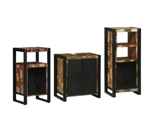 Vannas Istabas Mēbeļu Komplekts 3 Pcs Ciets Atjaunots Koks Vidaxl