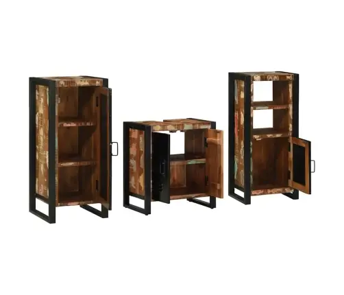 Vannas Istabas Mēbeļu Komplekts 3 Pcs Ciets Atjaunots Koks Vidaxl