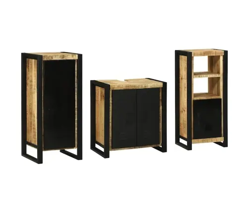 Vannitoa Mööbleset 3 Pcs Pruun 40 X 35 X 90 Cm Tugev Mango Puu