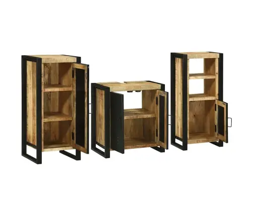Vannitoa Mööbleset 3 Pcs Pruun 40 X 35 X 90 Cm Tugev Mango Puu