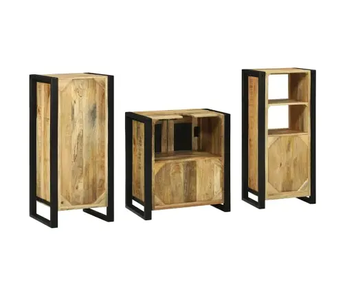 Vannitoa Mööbleset 3 Pcs Pruun 40 X 35 X 90 Cm Tugev Mango Puu