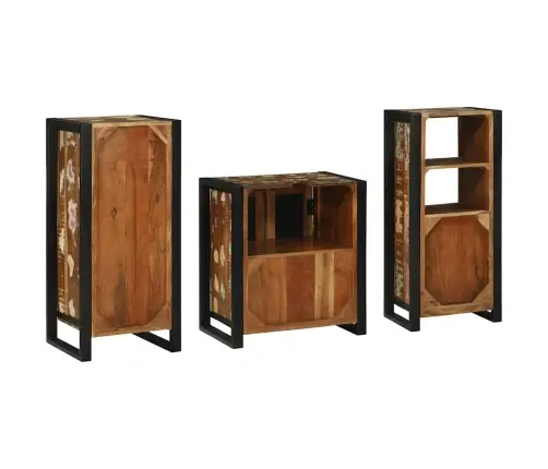Vannas Istabas Mēbeļu Komplekts 3 Pcs Ciets Atjaunots Koks Vidaxl