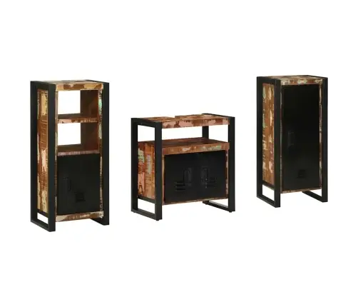 Vannas Istabas Mēbeļu Komplekts 3 Pcs Ciets Atjaunots Koks Vidaxl