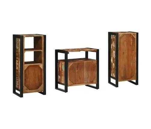 Vannas Istabas Mēbeļu Komplekts 3 Pcs Ciets Atjaunots Koks Vidaxl