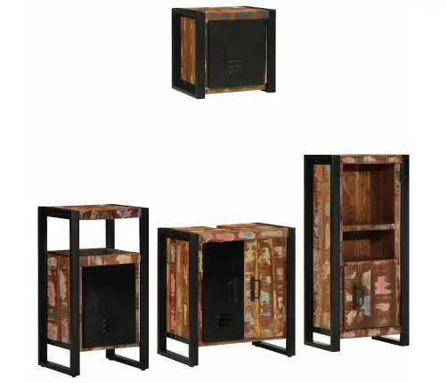 Vannas Istabas Mēbeļu Komplekts 4 Pcs Ciets Atjaunots Koks Vidaxl