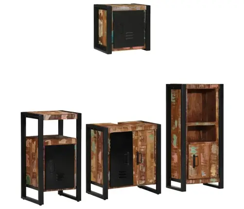 Vannas Istabas Mēbeļu Komplekts 4 Pcs Ciets Atjaunots Koks Vidaxl