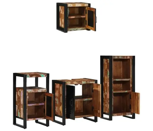 Vannas Istabas Mēbeļu Komplekts 4 Pcs Ciets Atjaunots Koks Vidaxl