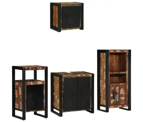 Vannas Istabas Mēbeļu Komplekts 4 Pcs Ciets Atjaunots Koks Vidaxl