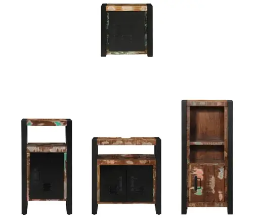 Vannitoa Mööbleset 4 Pcs Mitmevärviline Tugev Taastatud Puit Vannitoa Mööbleset 4 Pcs Mitmevärviline Tugev Taastatud Puit