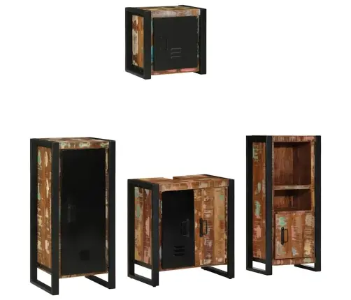 Vannas Istabas Mēbeļu Komplekts 4 Pcs Ciets Atjaunots Koks Vidaxl