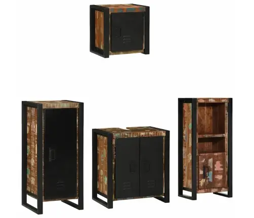 Vannas Istabas Mēbeļu Komplekts 4 Pcs Ciets Atjaunots Koks Vidaxl