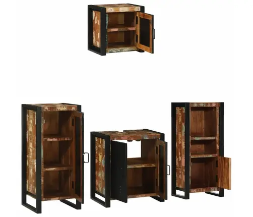 Vannas Istabas Mēbeļu Komplekts 4 Pcs Ciets Atjaunots Koks Vidaxl