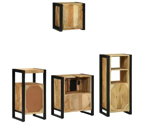 Vannas Istabas Mēbeļu Komplekts 4 Pcs Brūna Cieta Mango Koksne Vidaxl