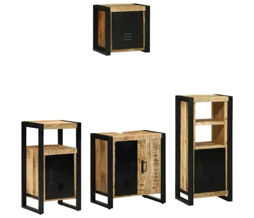 Vannas Istabas Mēbeļu Komplekts 4 Pcs Brūna Cieta Mango Koksne Vidaxl