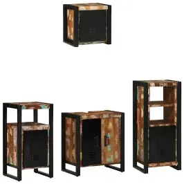Vannitoa Mööbleset 4 Pcs Mitmevärviline Tugev Taastatud Puit