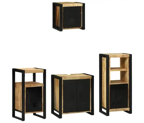 Vannitoa Mööbleset Riiuliga Uksega 4 Pcs Pruun Tugev Mango Puu