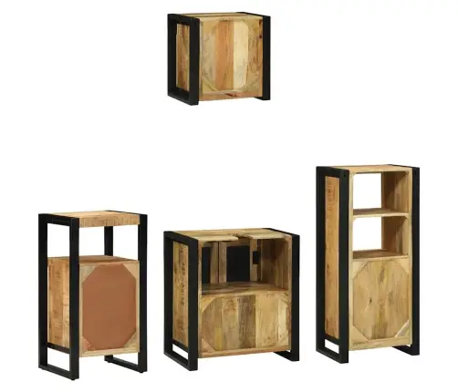 Vannitoa Mööbleset Riiuliga Uksega 4 Pcs Pruun Tugev Mango Puu